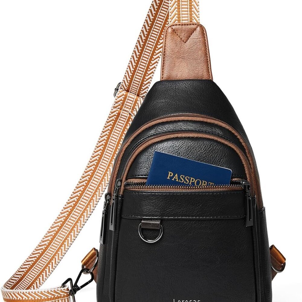 Comfortable Adjustable Vegan Leather Crossbody Ba… - image 1